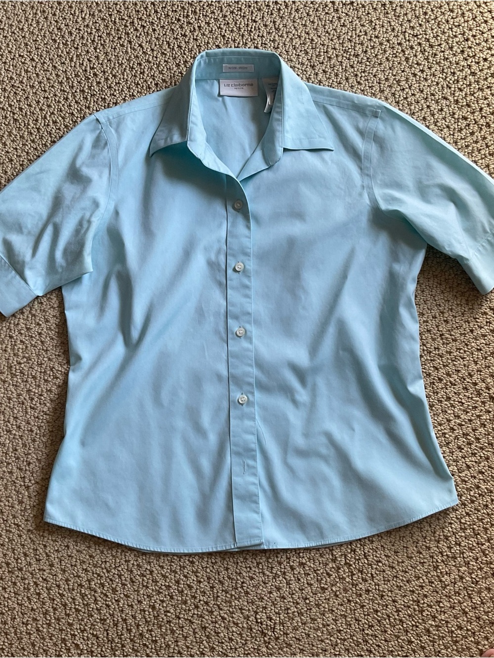 Liz Claiborne Light Blue Short-Sleeve Button-Down Shirt